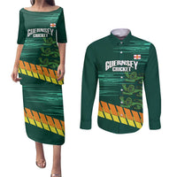 Custom Guernsey Cricket Couples Matching Puletasi and Long Sleeve Button Shirt Go Champions - Wonder Print Shop