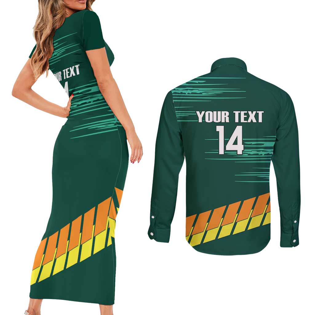 Custom Guernsey Cricket Couples Matching Short Sleeve Bodycon Dress and Long Sleeve Button Shirt Go Champions - Wonder Print Shop