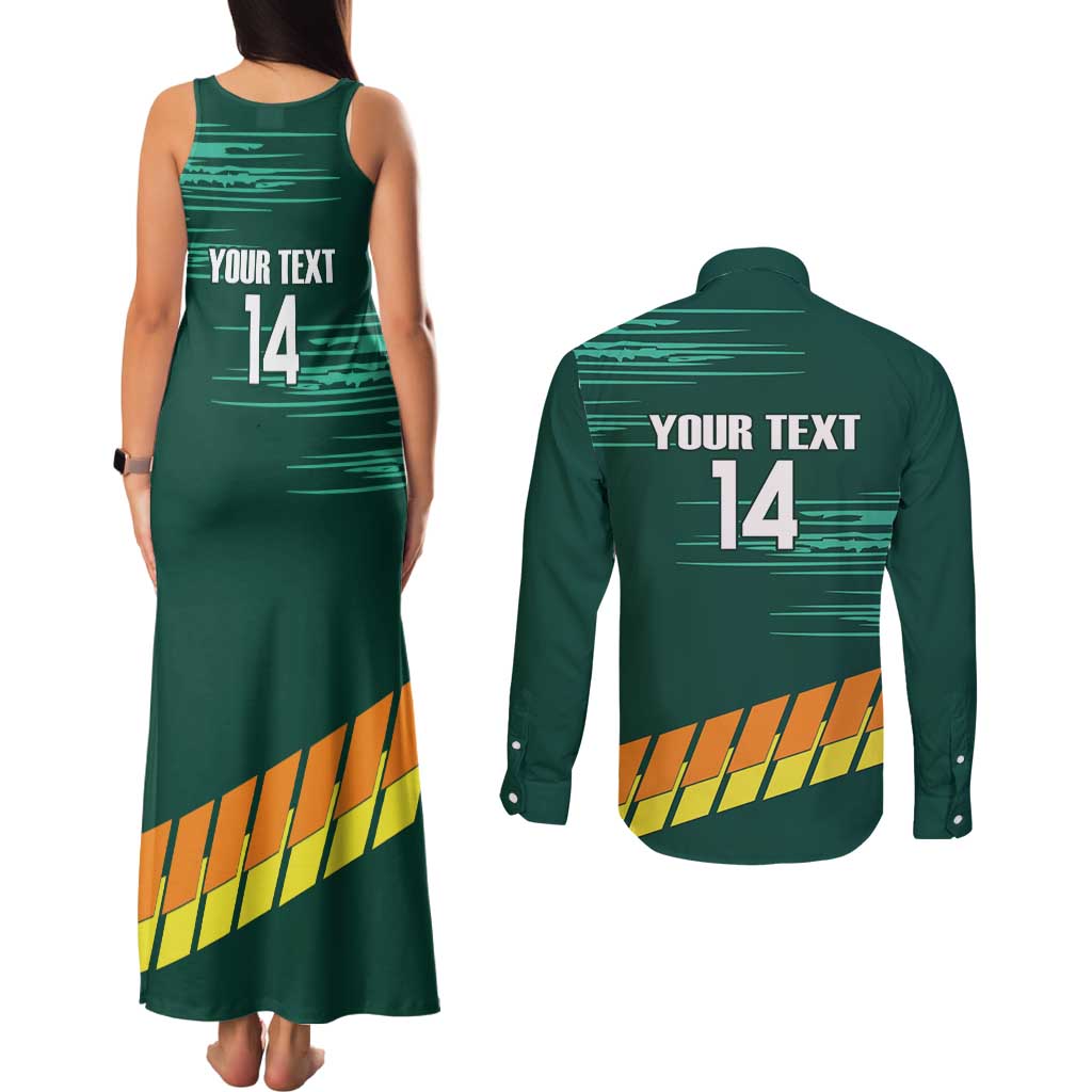 Custom Guernsey Cricket Couples Matching Tank Maxi Dress and Long Sleeve Button Shirt Go Champions - Wonder Print Shop