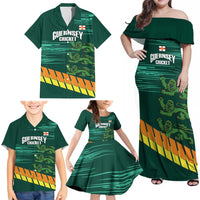 Custom Guernsey Cricket Family Matching Off Shoulder Maxi Dress and Hawaiian Shirt Go Champions - Wonder Print Shop