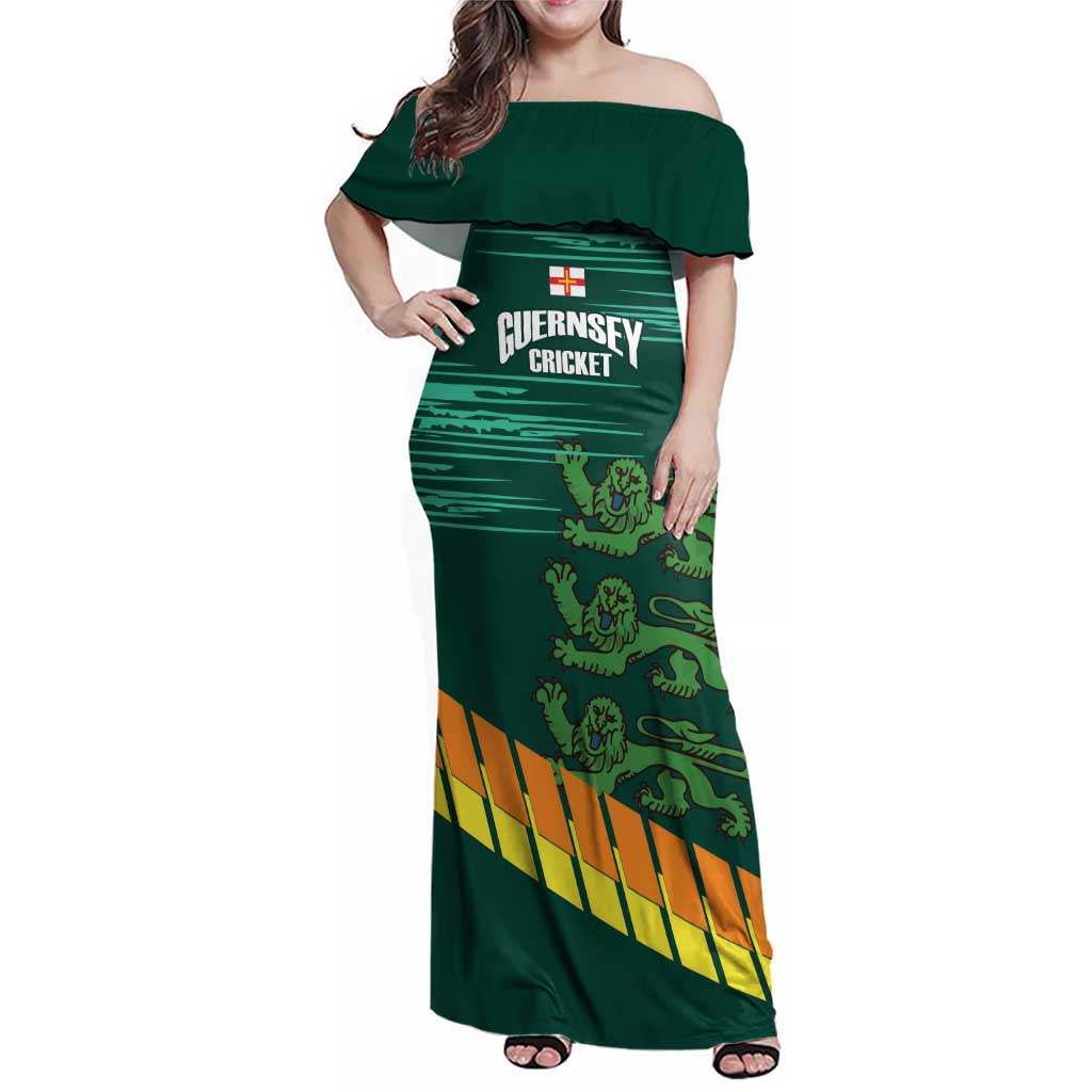Custom Guernsey Cricket Family Matching Off Shoulder Maxi Dress and Hawaiian Shirt Go Champions - Wonder Print Shop