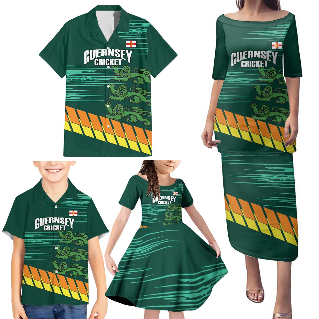 Custom Guernsey Cricket Family Matching Puletasi and Hawaiian Shirt Go Champions - Wonder Print Shop