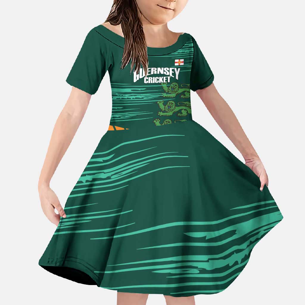 Custom Guernsey Cricket Family Matching Short Sleeve Bodycon Dress and Hawaiian Shirt Go Champions - Wonder Print Shop