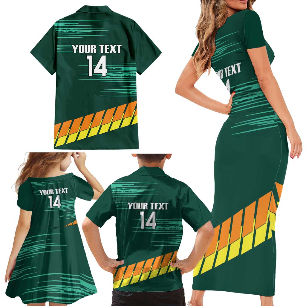 Custom Guernsey Cricket Family Matching Short Sleeve Bodycon Dress and Hawaiian Shirt Go Champions - Wonder Print Shop