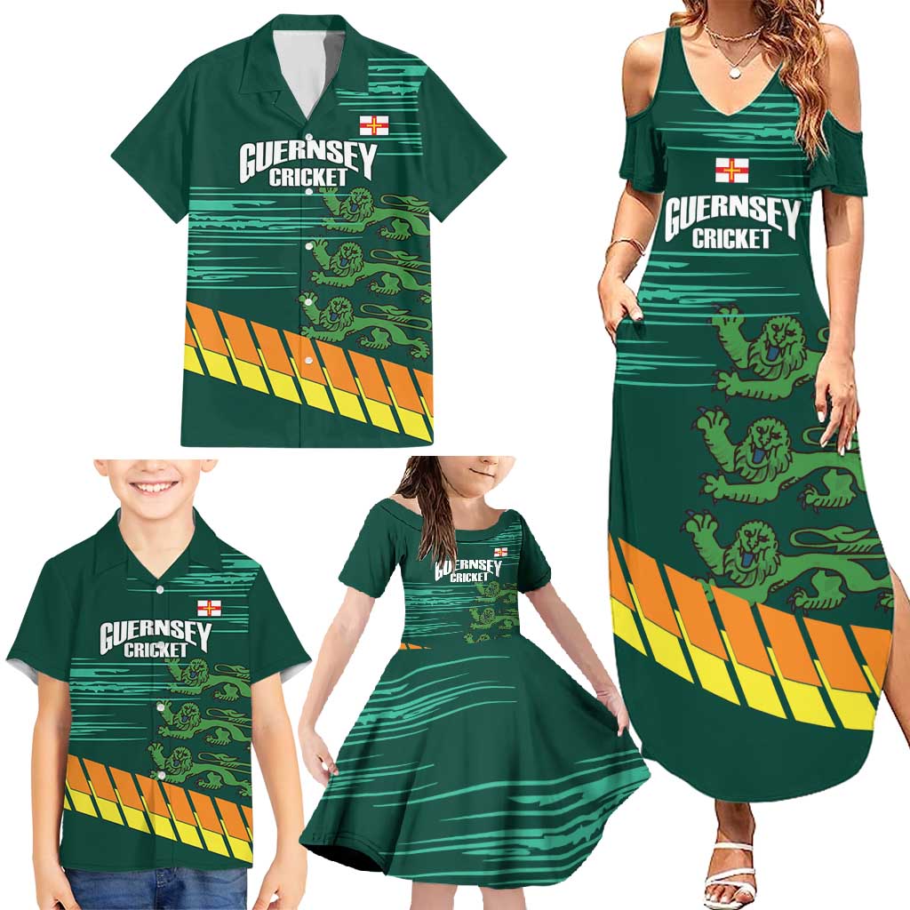 Custom Guernsey Cricket Family Matching Summer Maxi Dress and Hawaiian Shirt Go Champions - Wonder Print Shop