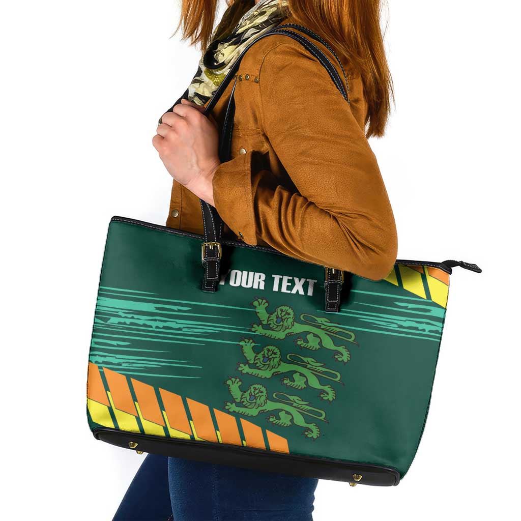Custom Guernsey Cricket Leather Tote Bag Go Champions - Wonder Print Shop