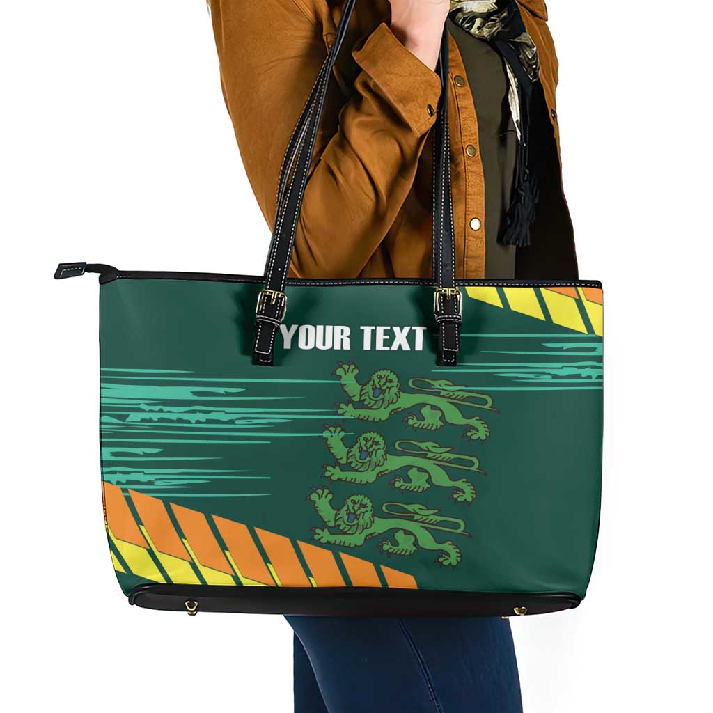 Custom Guernsey Cricket Leather Tote Bag Go Champions - Wonder Print Shop