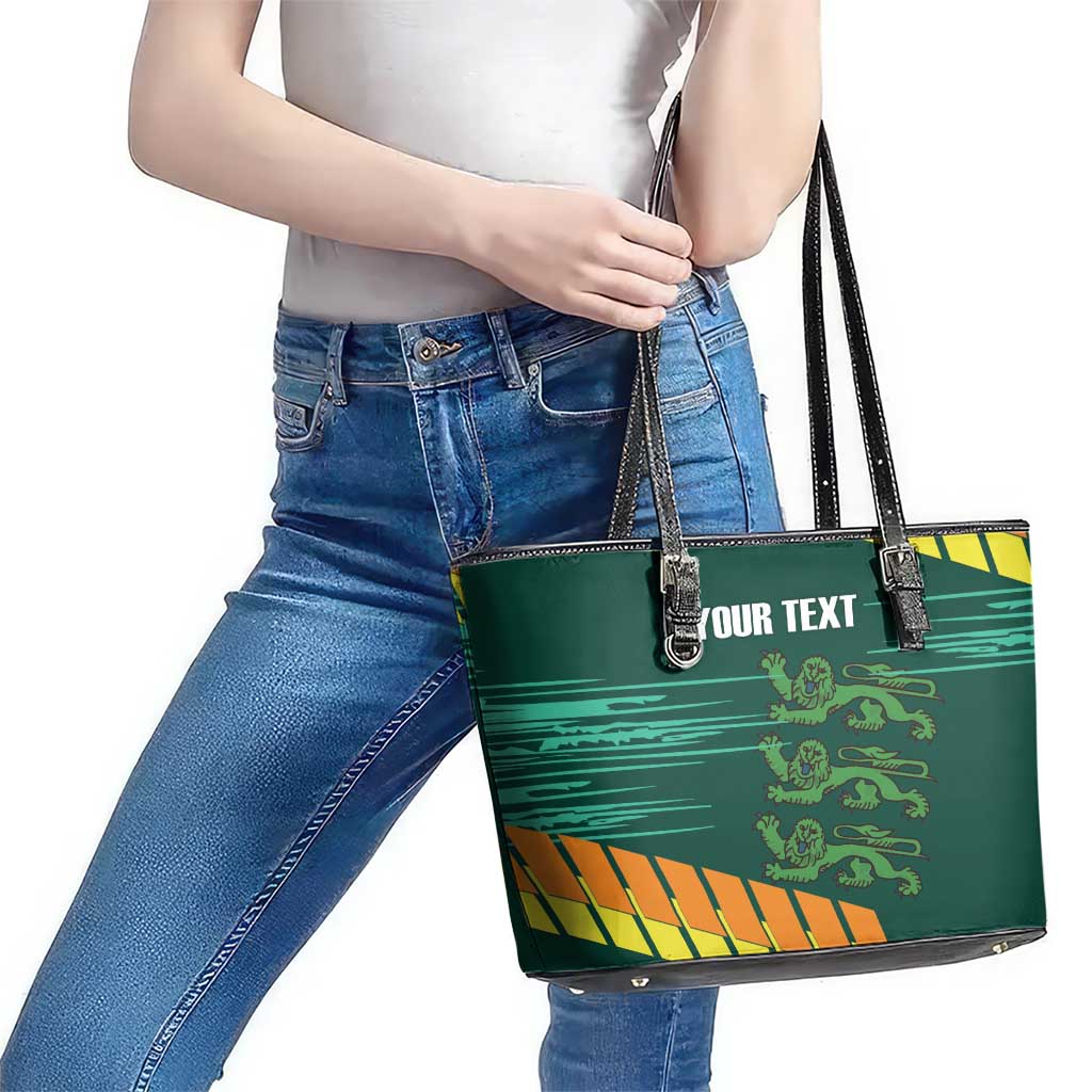 Custom Guernsey Cricket Leather Tote Bag Go Champions - Wonder Print Shop
