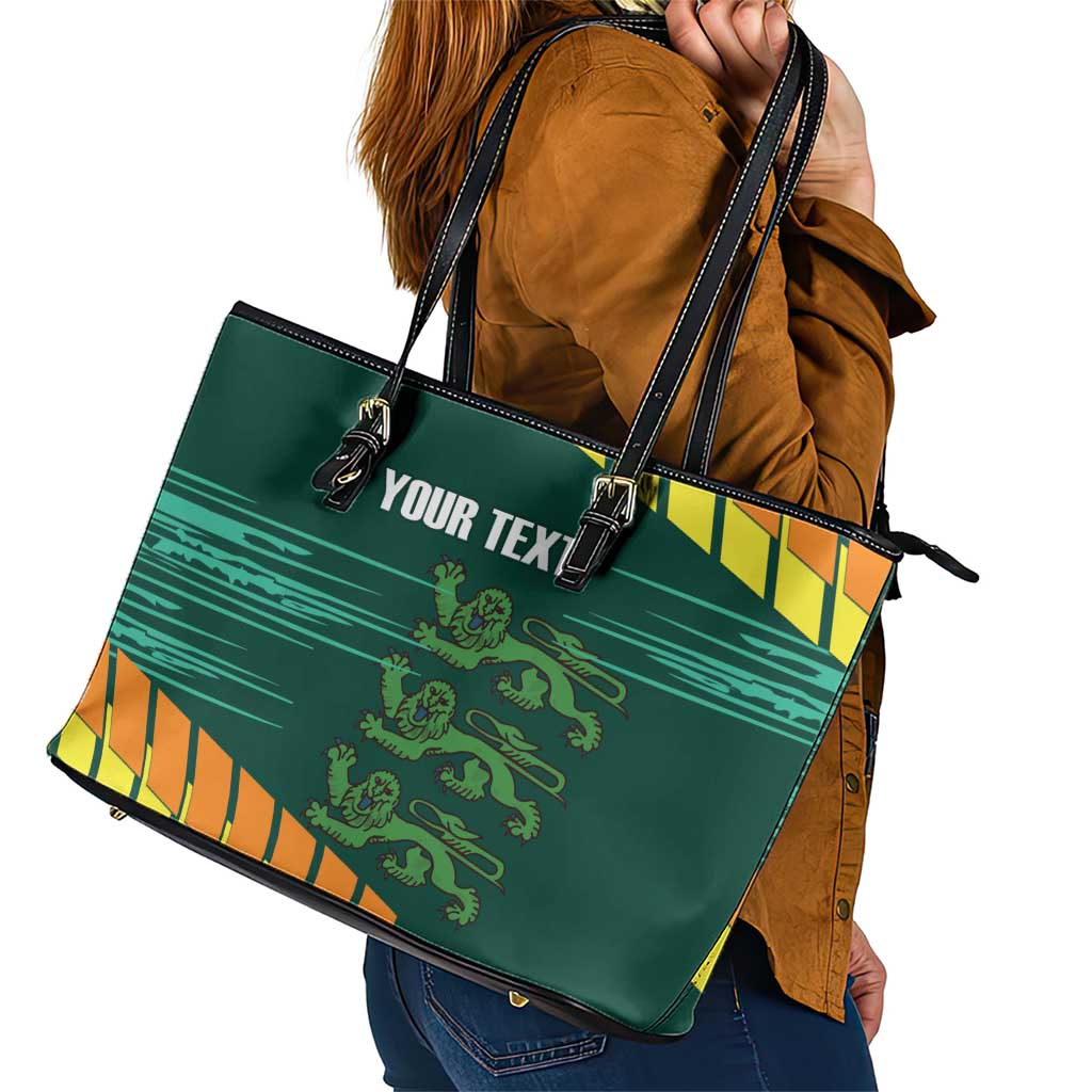 Custom Guernsey Cricket Leather Tote Bag Go Champions - Wonder Print Shop