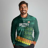 Custom Guernsey Cricket Long Sleeve Polo Shirt Go Champions - Wonder Print Shop