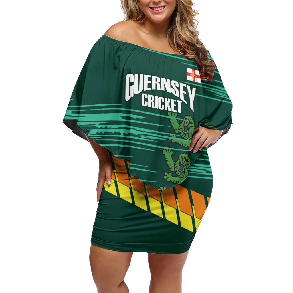 Custom Guernsey Cricket Off Shoulder Short Dress Go Champions - Wonder Print Shop