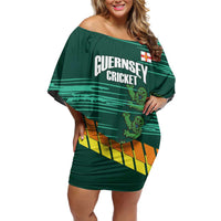 Custom Guernsey Cricket Off Shoulder Short Dress Go Champions - Wonder Print Shop