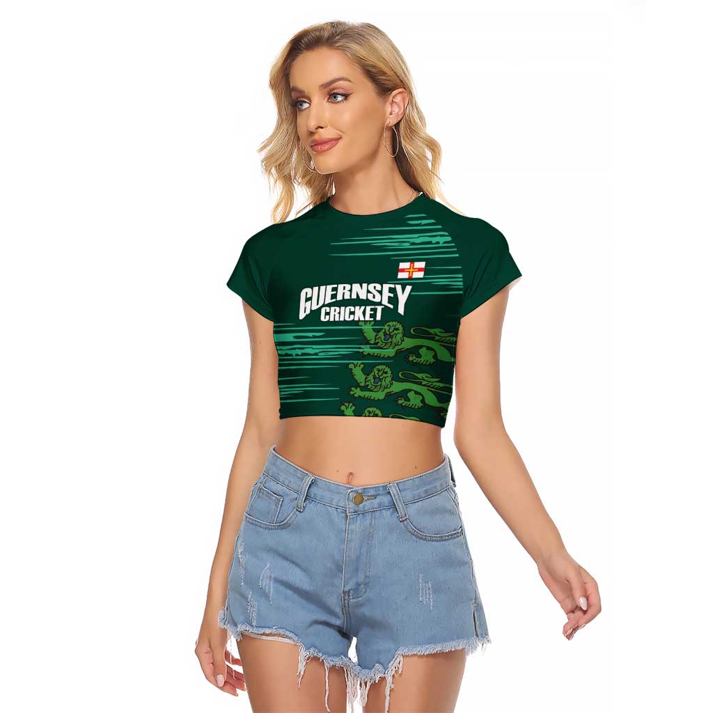 Custom Guernsey Cricket Raglan Cropped T Shirt Go Champions - Wonder Print Shop