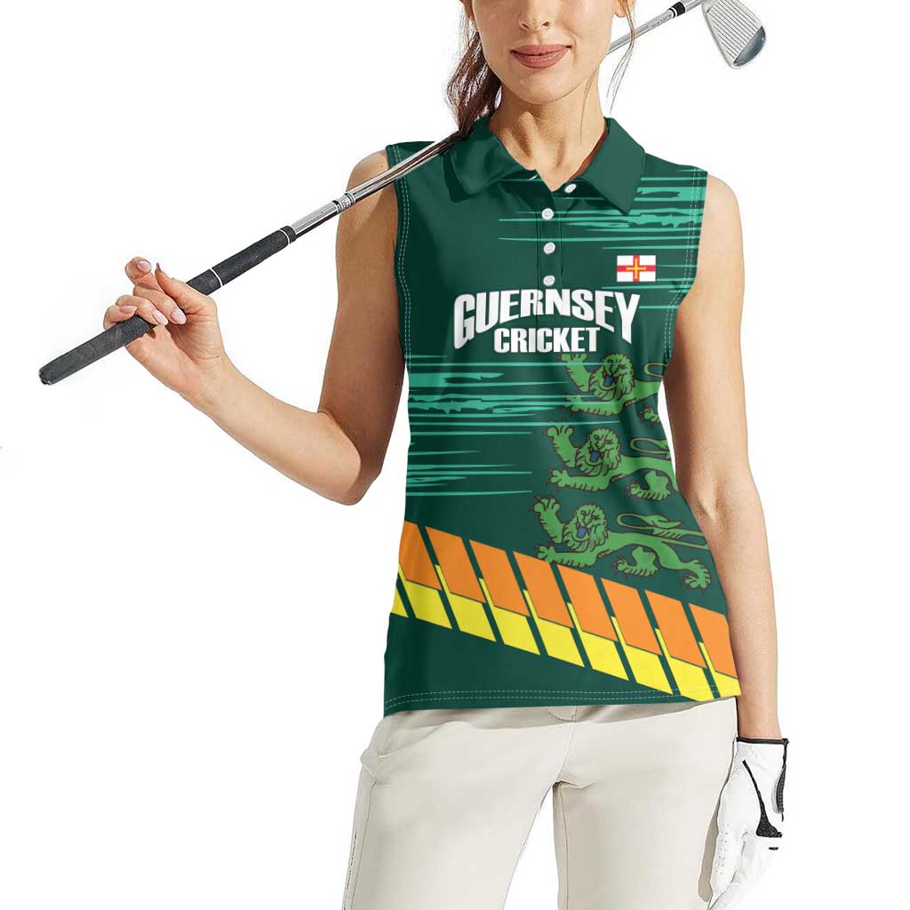 Custom Guernsey Cricket Women Sleeveless Polo Shirt Go Champions - Wonder Print Shop
