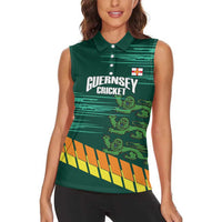 Custom Guernsey Cricket Women Sleeveless Polo Shirt Go Champions - Wonder Print Shop