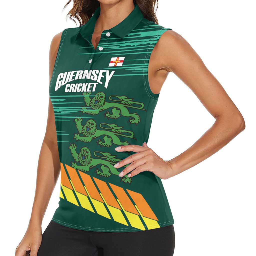 Custom Guernsey Cricket Women Sleeveless Polo Shirt Go Champions - Wonder Print Shop