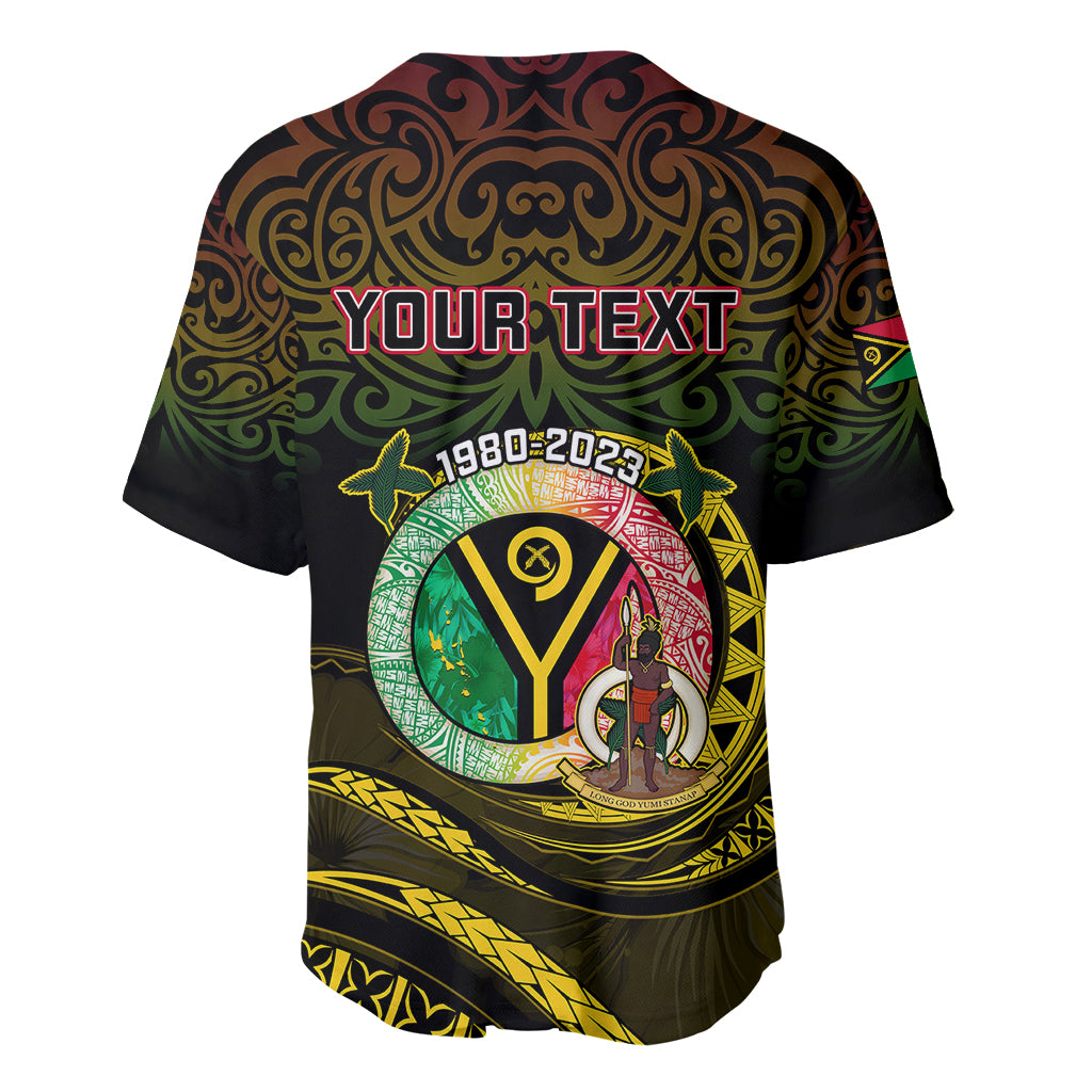 Personalised Vanuatu Baseball Jersey Yumi 43 Hapi Independens Dei Black Version - Wonder Print Shop