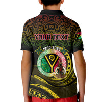 Personalised Vanuatu Kid Polo Shirt Yumi 43 Hapi Independens Dei Black Version - Wonder Print Shop