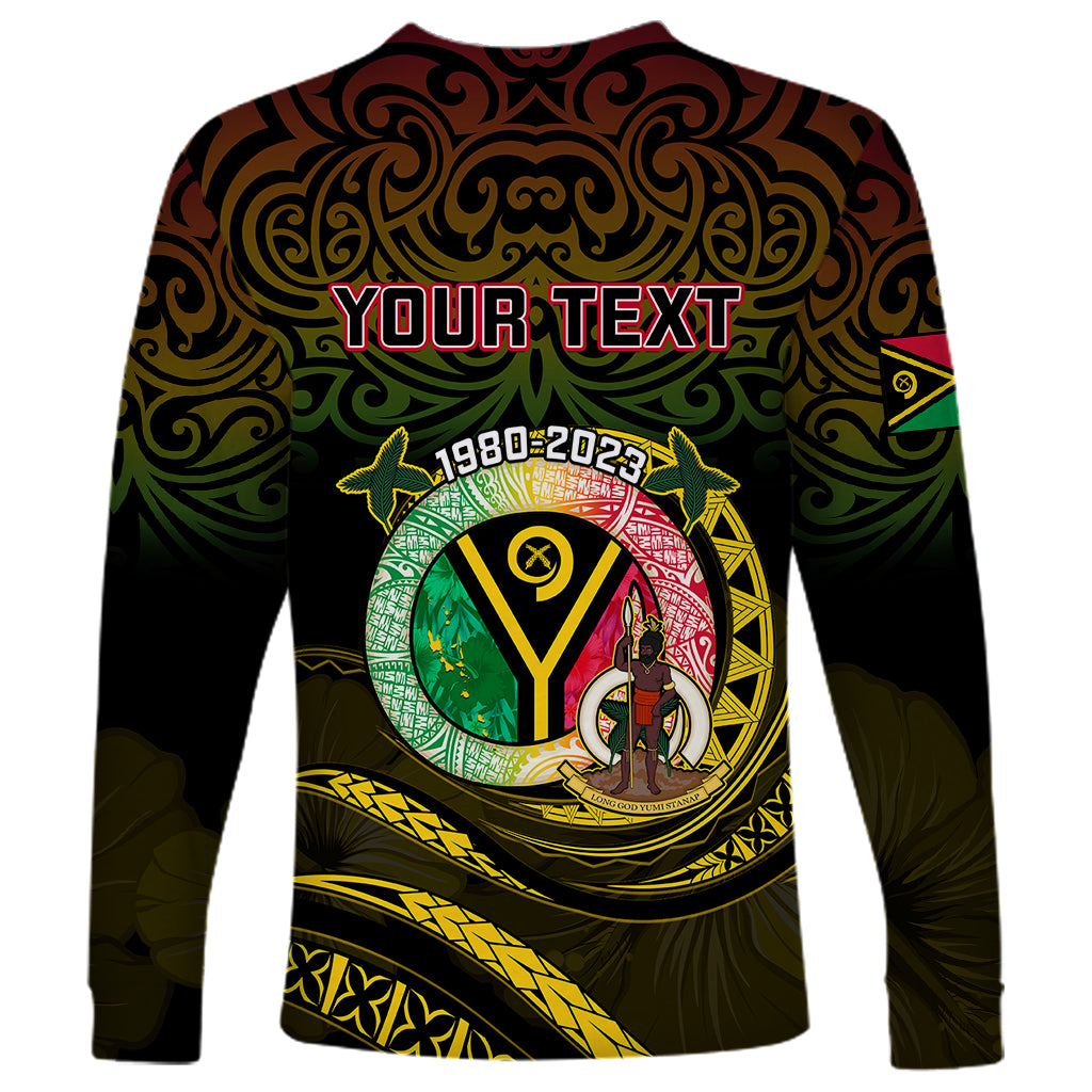 Personalised Vanuatu Long Sleeve Shirt Yumi 43 Hapi Independens Dei Black Version - Wonder Print Shop