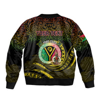 Personalised Vanuatu Sleeve Zip Bomber Jacket Yumi 43 Hapi Independens Dei Black Version - Wonder Print Shop