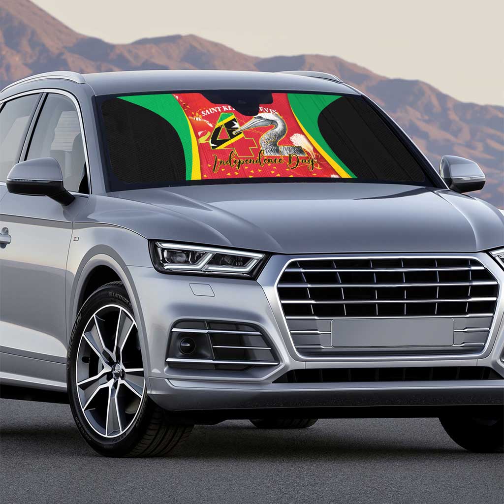 Saint Kitts and Nevis Auto Sun Shade Pelican 42nd Independence Anniversary - Wonder Print Shop