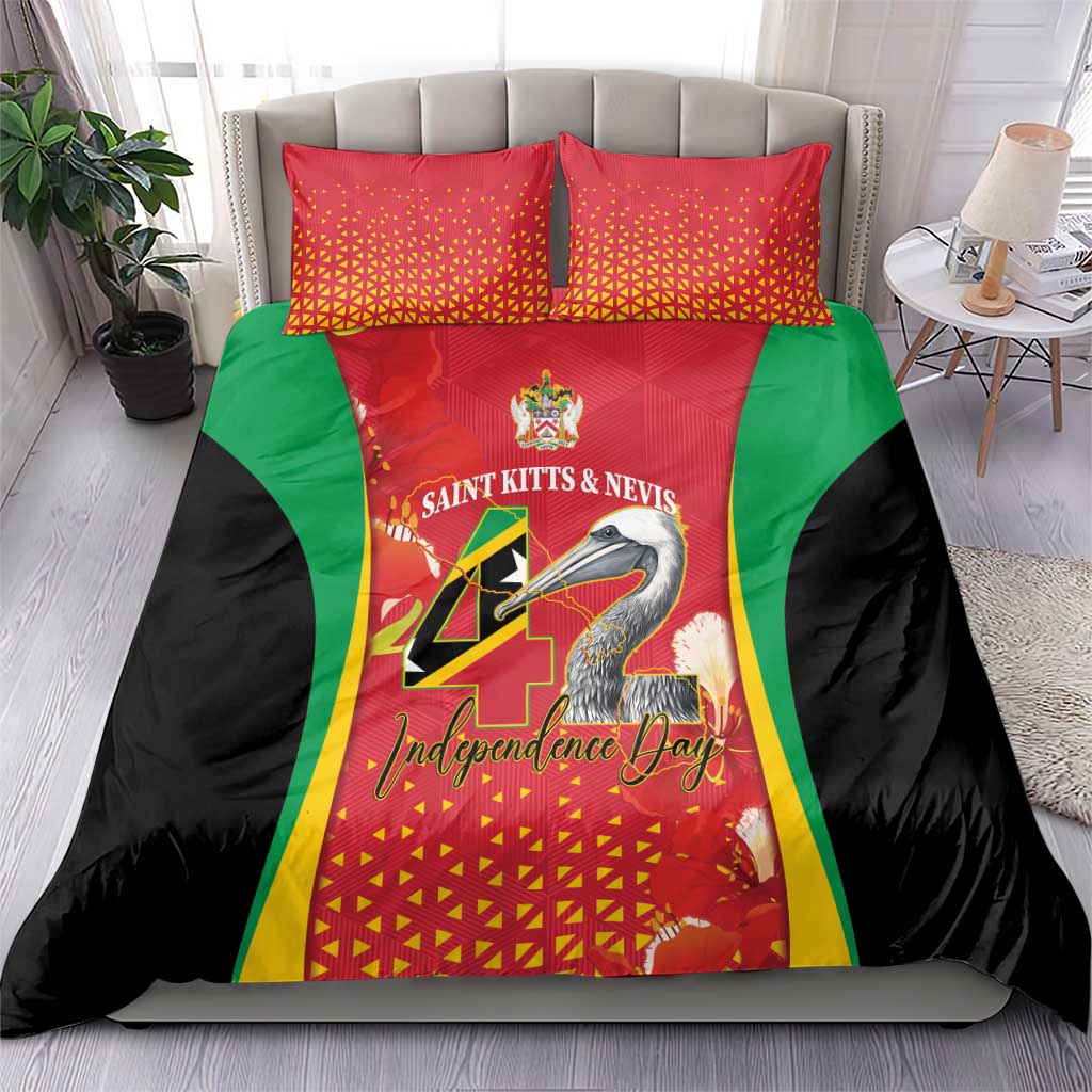 Saint Kitts and Nevis Bedding Set Pelican 42nd Independence Anniversary - Wonder Print Shop