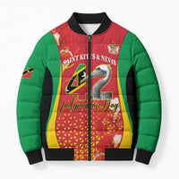 Personalized Saint Kitts and Nevis Bomber Puffer Jacket Pelican 42nd Independence Anniversary - Wonder Print Shop