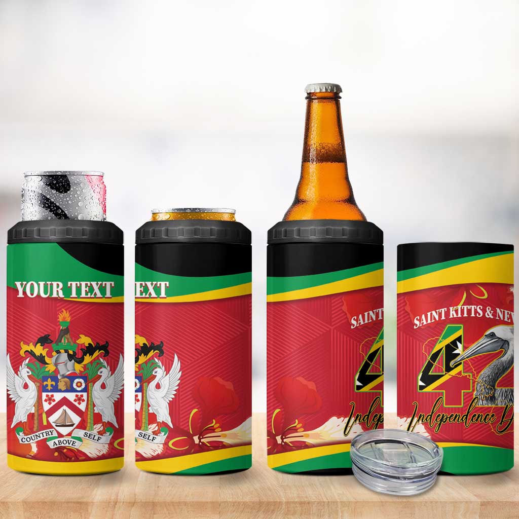 Personalized Saint Kitts and Nevis 4 in 1 Can Cooler Tumbler Pelican 42nd Independence Anniversary - Wonder Print Shop