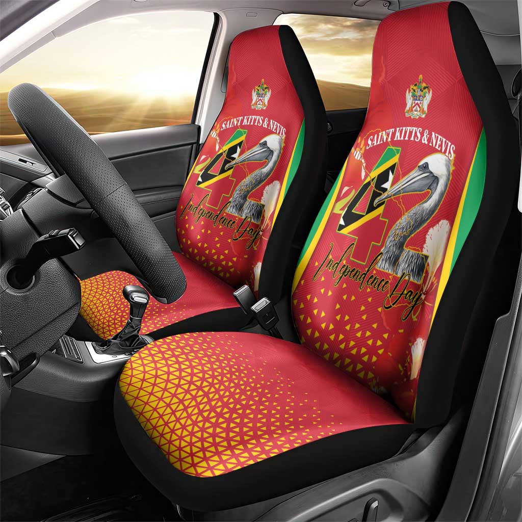 Saint Kitts and Nevis Car Seat Cover Pelican 42nd Independence Anniversary - Wonder Print Shop