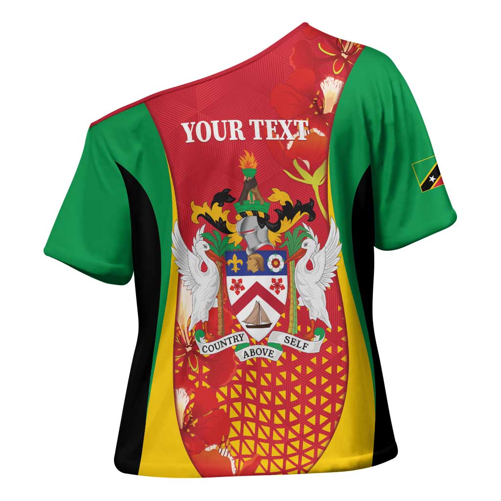 Personalized Saint Kitts and Nevis Cross Shoulder Shirt Pelican 42nd Independence Anniversary - Wonder Print Shop