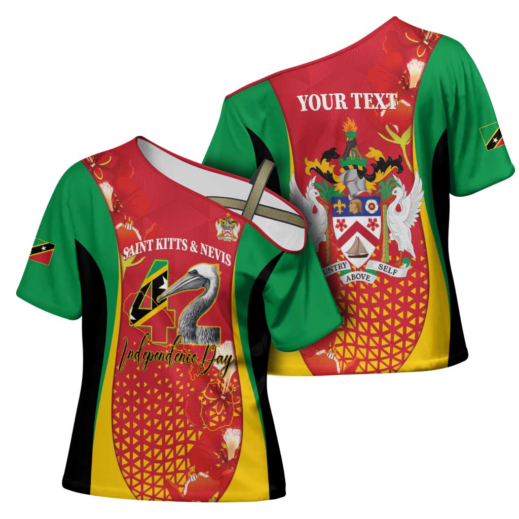 Personalized Saint Kitts and Nevis Cross Shoulder Shirt Pelican 42nd Independence Anniversary - Wonder Print Shop