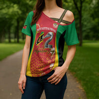 Personalized Saint Kitts and Nevis Cross Shoulder Shirt Pelican 42nd Independence Anniversary - Wonder Print Shop