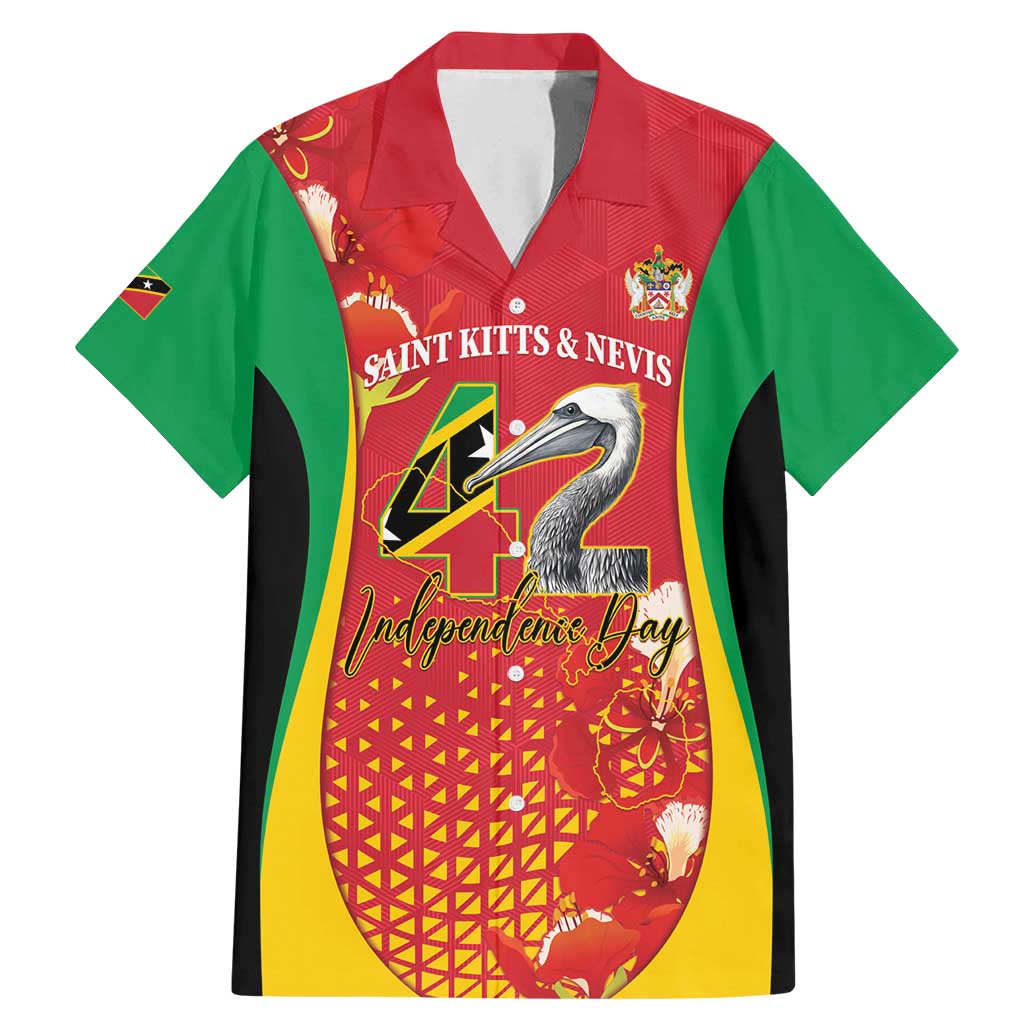 Personalized Saint Kitts and Nevis Family Matching Mermaid Dress and Hawaiian Shirt Pelican 42nd Independence Anniversary - Wonder Print Shop