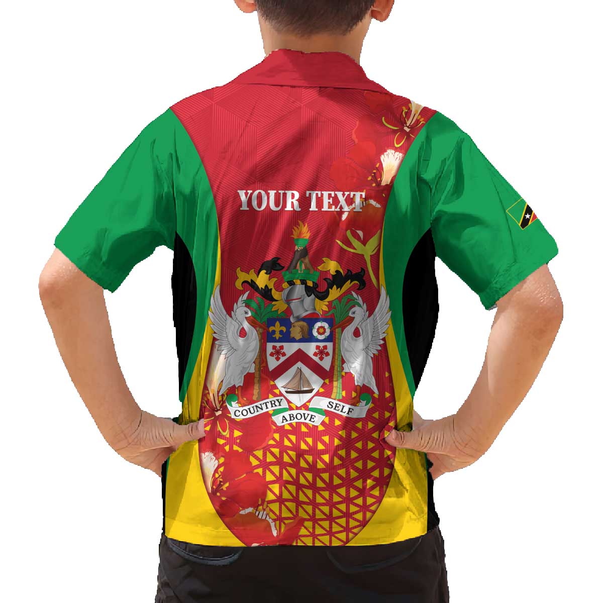 Personalized Saint Kitts and Nevis Family Matching Off The Shoulder Long Sleeve Dress and Hawaiian Shirt Pelican 42nd Independence Anniversary - Wonder Print Shop