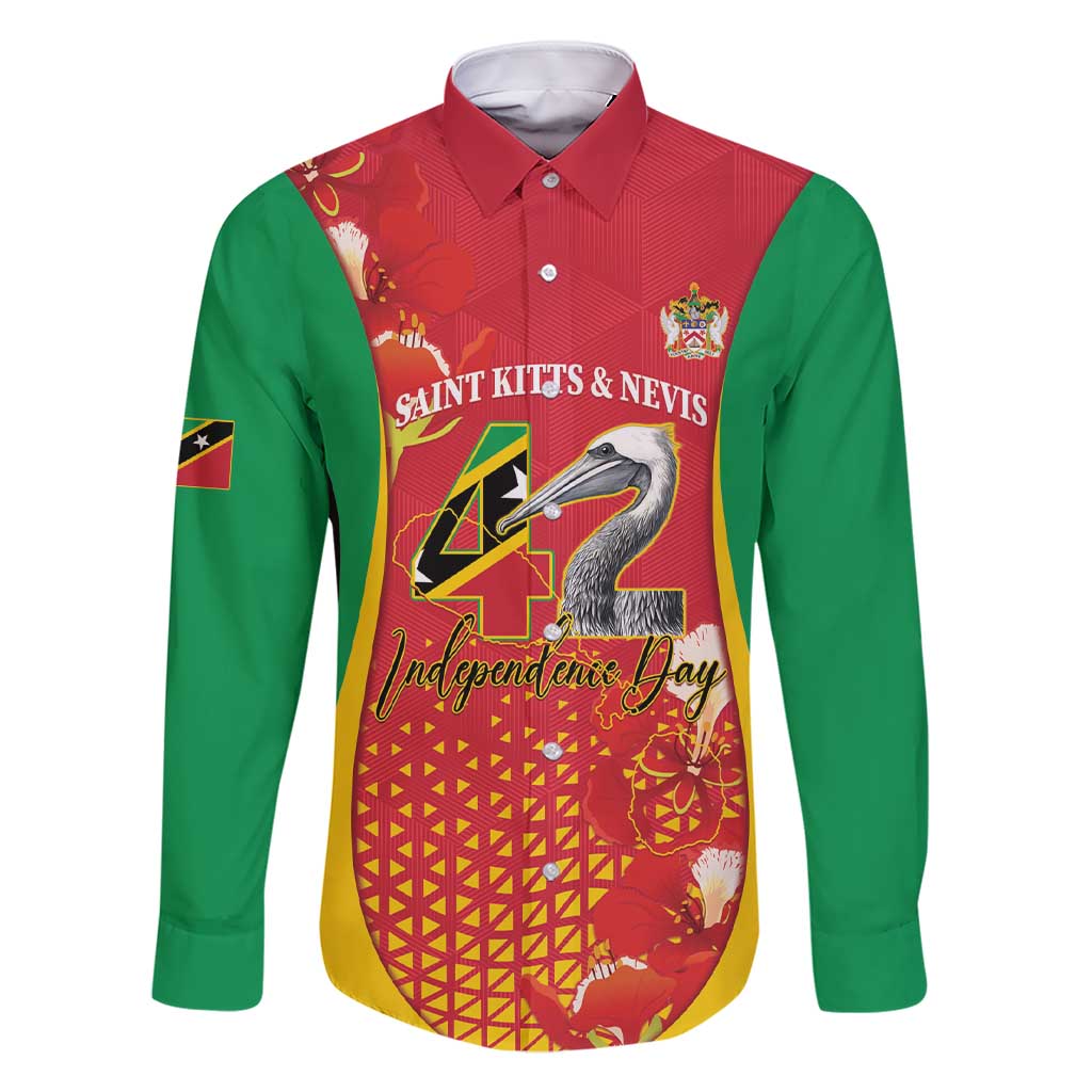 Personalized Saint Kitts and Nevis Family Matching Short Sleeve Bodycon Dress and Hawaiian Shirt Pelican 42nd Independence Anniversary - Wonder Print Shop