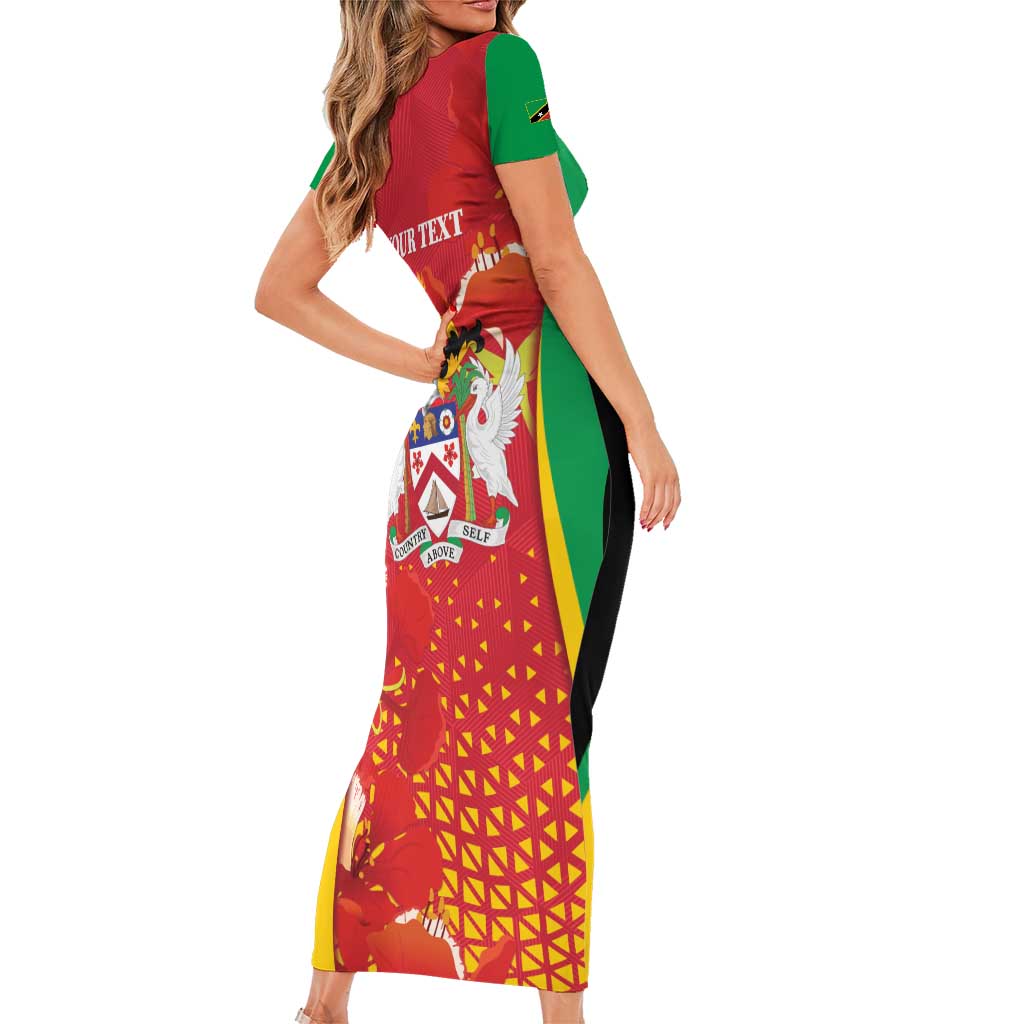 Personalized Saint Kitts and Nevis Family Matching Short Sleeve Bodycon Dress and Hawaiian Shirt Pelican 42nd Independence Anniversary - Wonder Print Shop