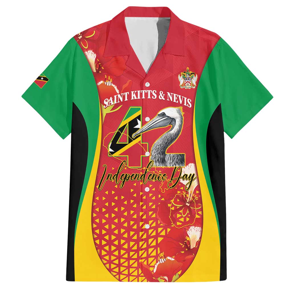 Personalized Saint Kitts and Nevis Hawaiian Shirt Pelican 42nd Independence Anniversary - Wonder Print Shop