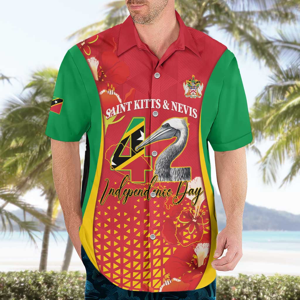 Personalized Saint Kitts and Nevis Hawaiian Shirt Pelican 42nd Independence Anniversary - Wonder Print Shop