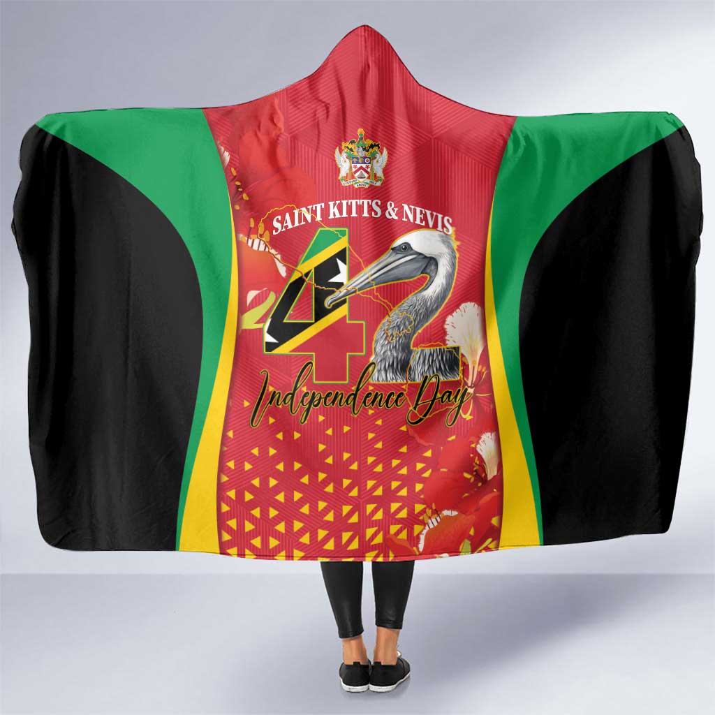 Saint Kitts and Nevis Hooded Blanket Pelican 42nd Independence Anniversary - Wonder Print Shop