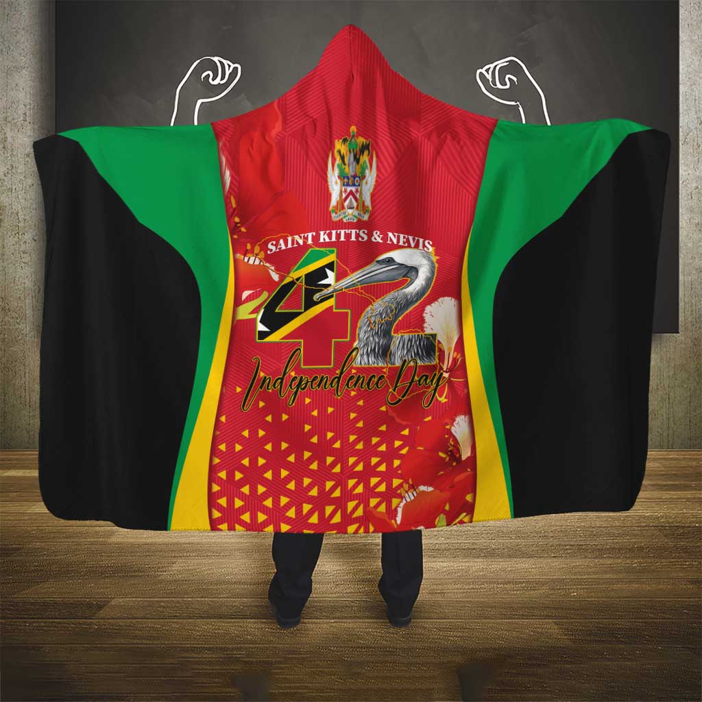 Saint Kitts and Nevis Hooded Blanket Pelican 42nd Independence Anniversary - Wonder Print Shop