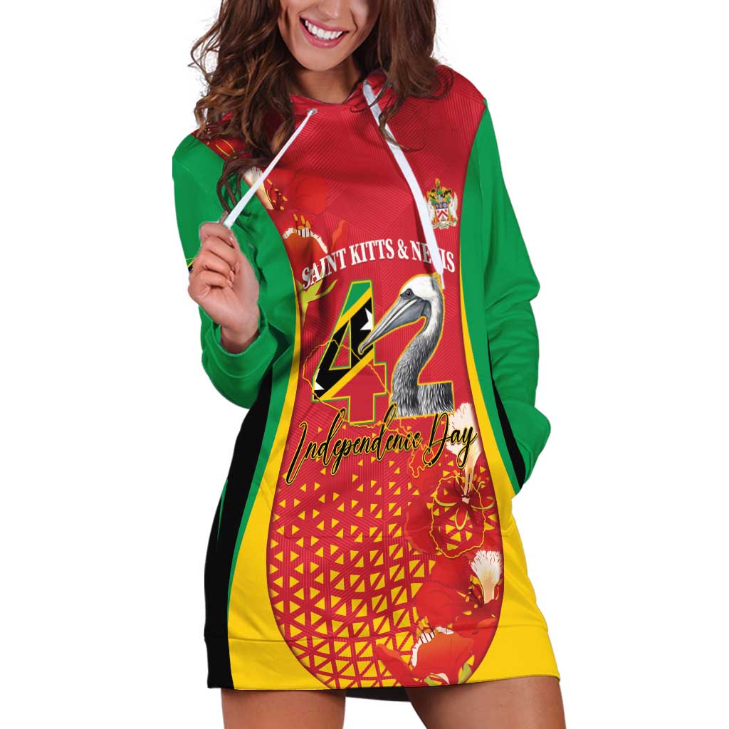 Personalized Saint Kitts and Nevis Hoodie Dress Pelican 42nd Independence Anniversary - Wonder Print Shop