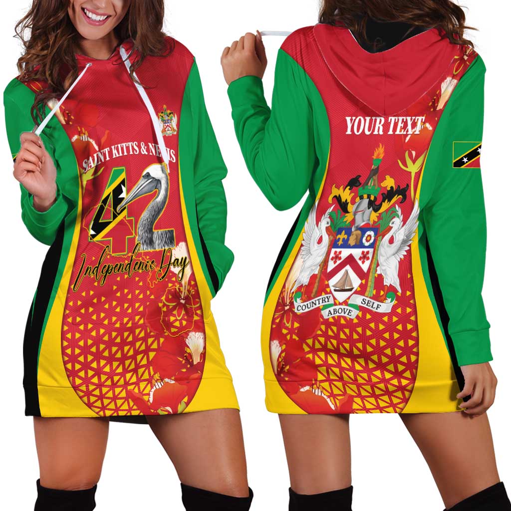 Personalized Saint Kitts and Nevis Hoodie Dress Pelican 42nd Independence Anniversary - Wonder Print Shop