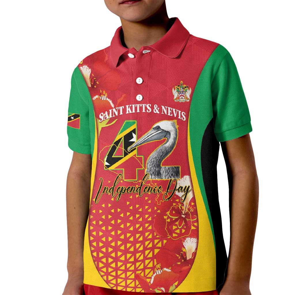 Personalized Saint Kitts and Nevis Kid Polo Shirt Pelican 42nd Independence Anniversary - Wonder Print Shop