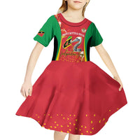 Personalized Saint Kitts and Nevis Kid Short Sleeve Dress Pelican 42nd Independence Anniversary - Wonder Print Shop