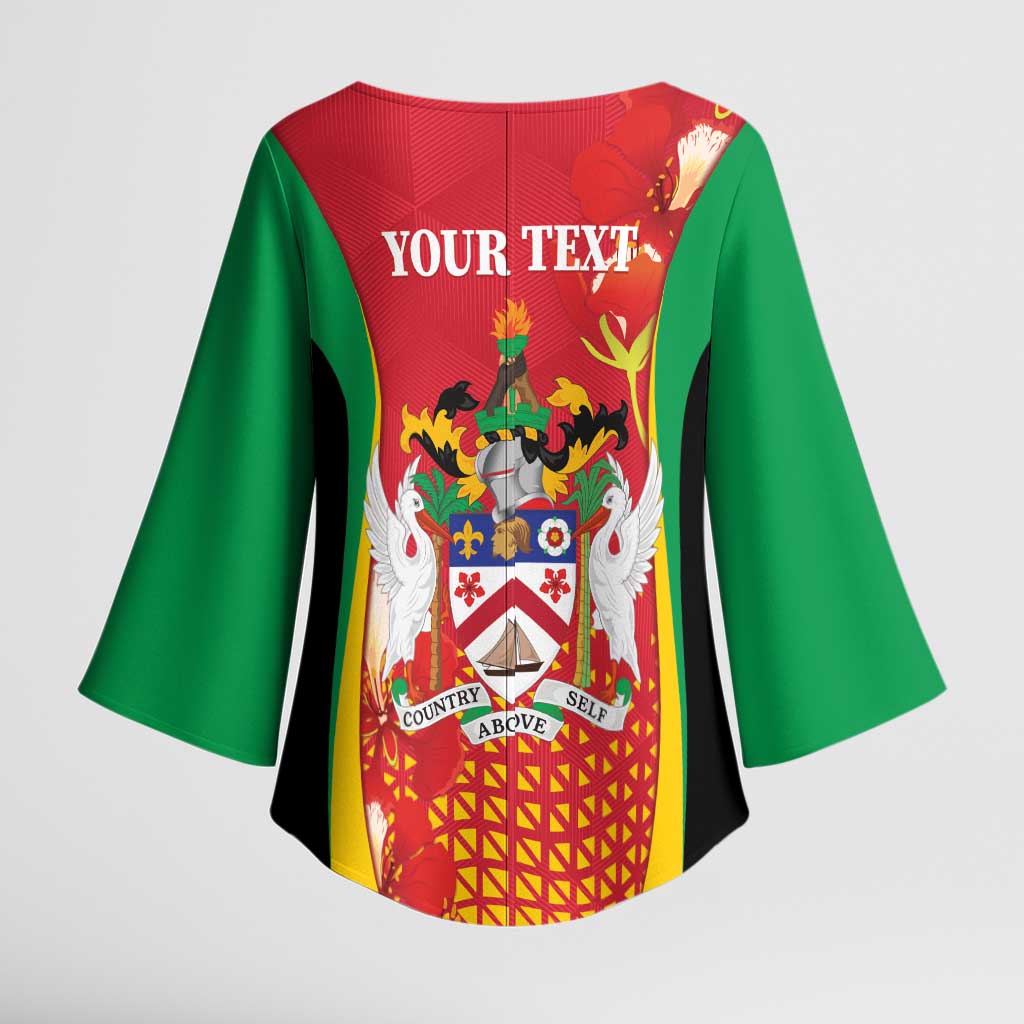 Personalized Saint Kitts and Nevis Kimono Sleeve Blouse Pelican 42nd Independence Anniversary - Wonder Print Shop