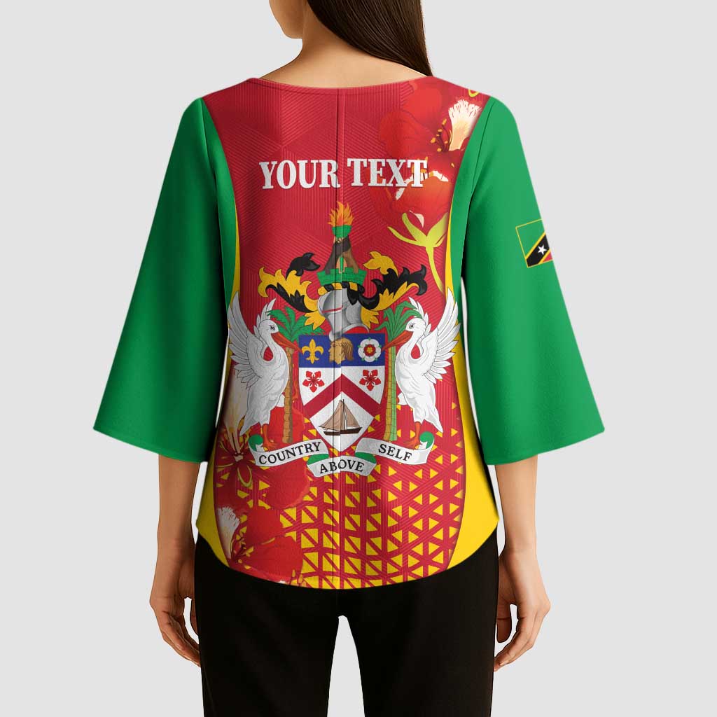 Personalized Saint Kitts and Nevis Kimono Sleeve Blouse Pelican 42nd Independence Anniversary - Wonder Print Shop