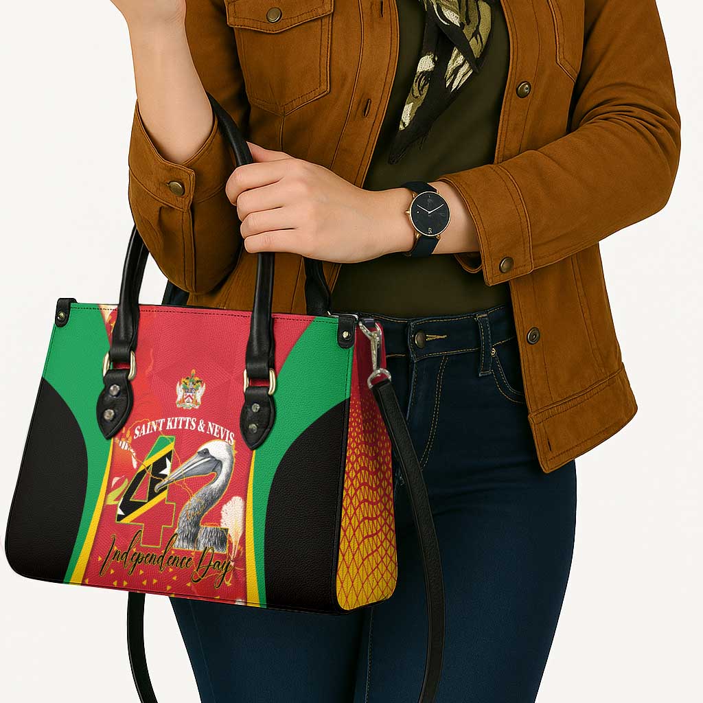 Saint Kitts and Nevis Leather Bag Pelican 42nd Independence Anniversary - Wonder Print Shop