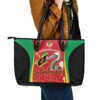 Saint Kitts and Nevis Leather Tote Bag Pelican 42nd Independence Anniversary - Wonder Print Shop