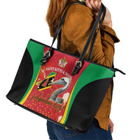 Saint Kitts and Nevis Leather Tote Bag Pelican 42nd Independence Anniversary - Wonder Print Shop