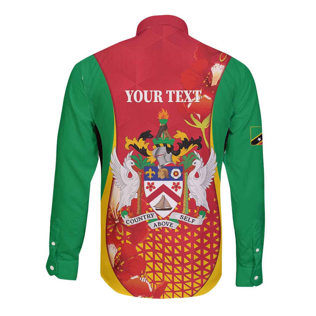 Personalized Saint Kitts and Nevis Long Sleeve Button Shirt Pelican 42nd Independence Anniversary - Wonder Print Shop